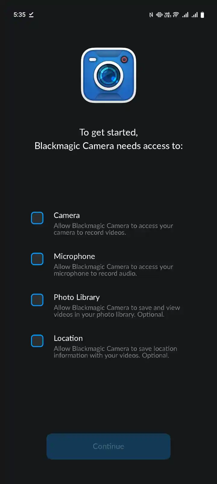 Screenshot Blackmagic Camera